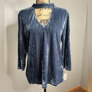Jodifl dusty blue velvet cutout blouse size‎ small holiday party moody whimsy